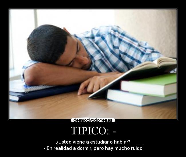 TIPICO: - - ¿Usted viene a estudiar o hablar?
 - En realidad a dormir, pero hay mucho ruido