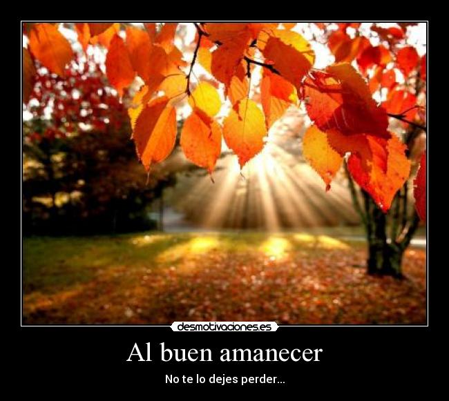 Al buen amanecer - No te lo dejes perder...