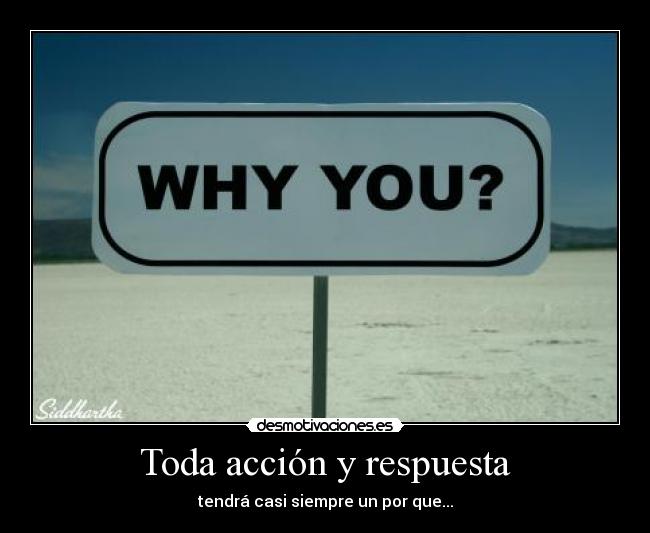 Toda acción y respuesta - tendrá casi siempre un por que...