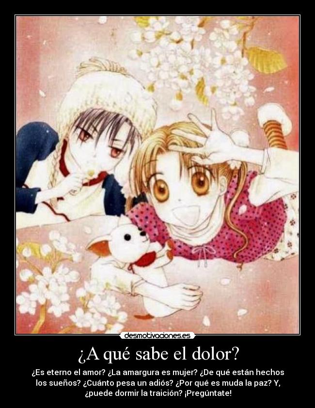 ¿A qué sabe el dolor? - ¿Es eterno el amor? ¿La amargura es mujer? ¿De qué están hechos
los sueños? ¿Cuánto pesa un adiós? ¿Por qué es muda la paz? Y,
¿puede dormir la traición? ¡Pregúntate!