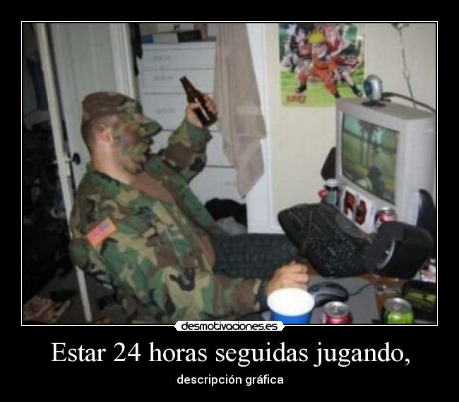 Estar 24 horas seguidas jugando, - descripción gráfica