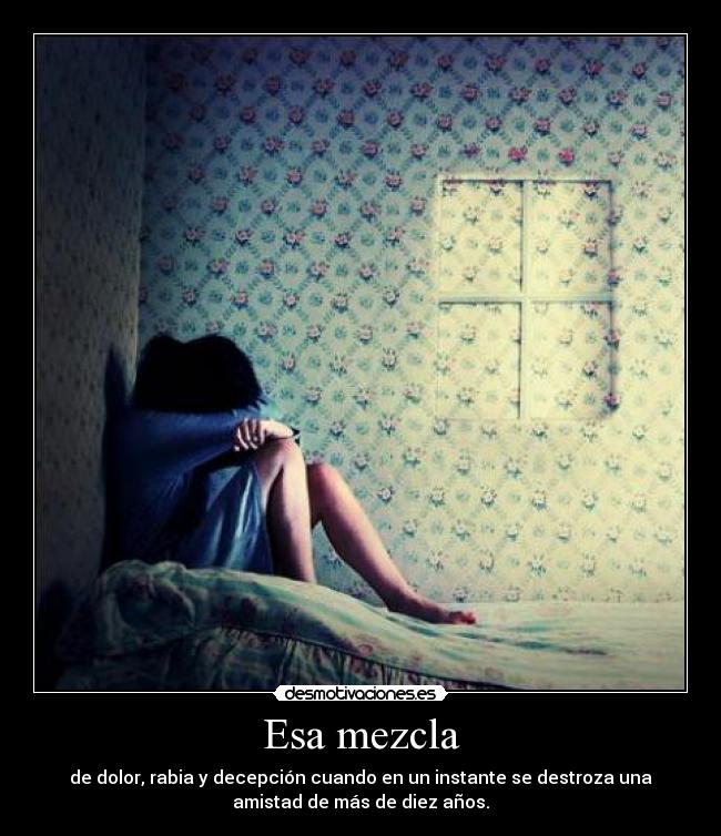 Esa mezcla - de dolor, rabia y decepción cuando en un instante se destroza una
amistad de más de diez años.