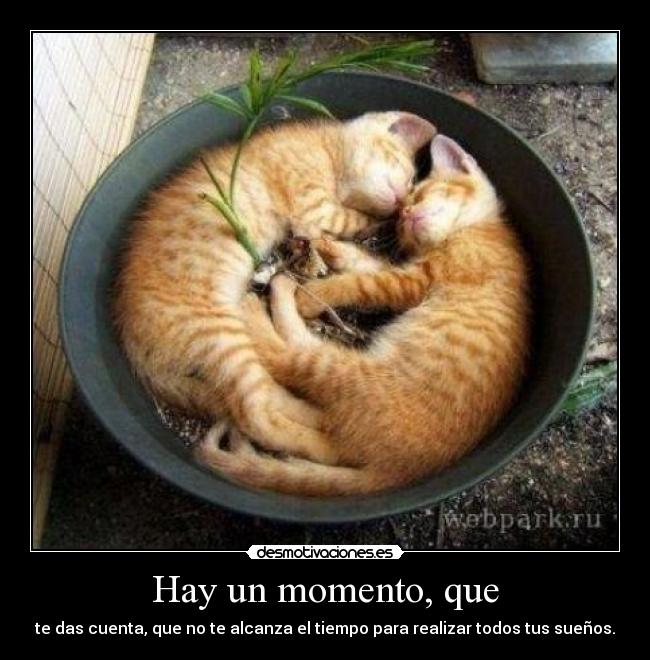 Hay un momento, que - te das cuenta, que no te alcanza el tiempo para realizar todos tus sueños.
