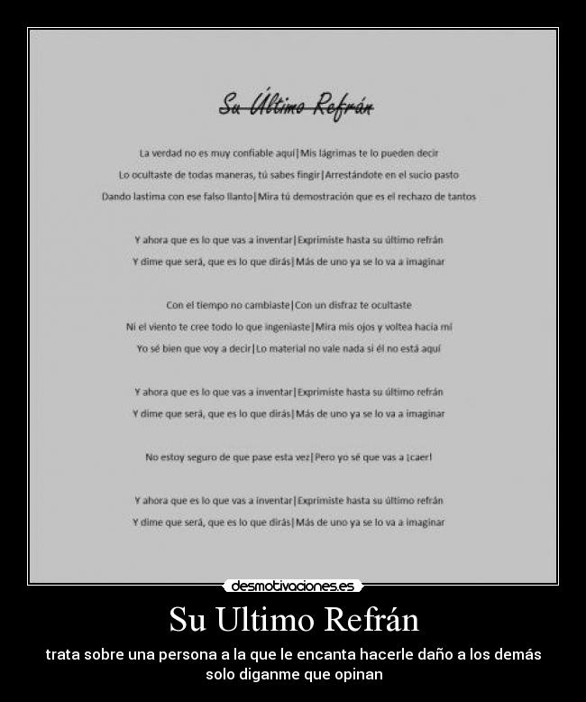 Su Ultimo Refrán -