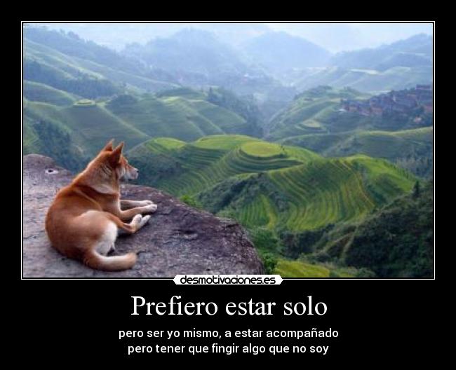 Prefiero estar solo - pero ser yo mismo, a estar acompañado
pero tener que fingir algo que no soy