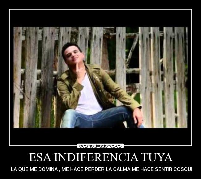 ESA INDIFERENCIA TUYA - ES LA QUE ME DOMINA , ME HACE PERDER LA CALMA ME HACE SENTIR COSQUILA