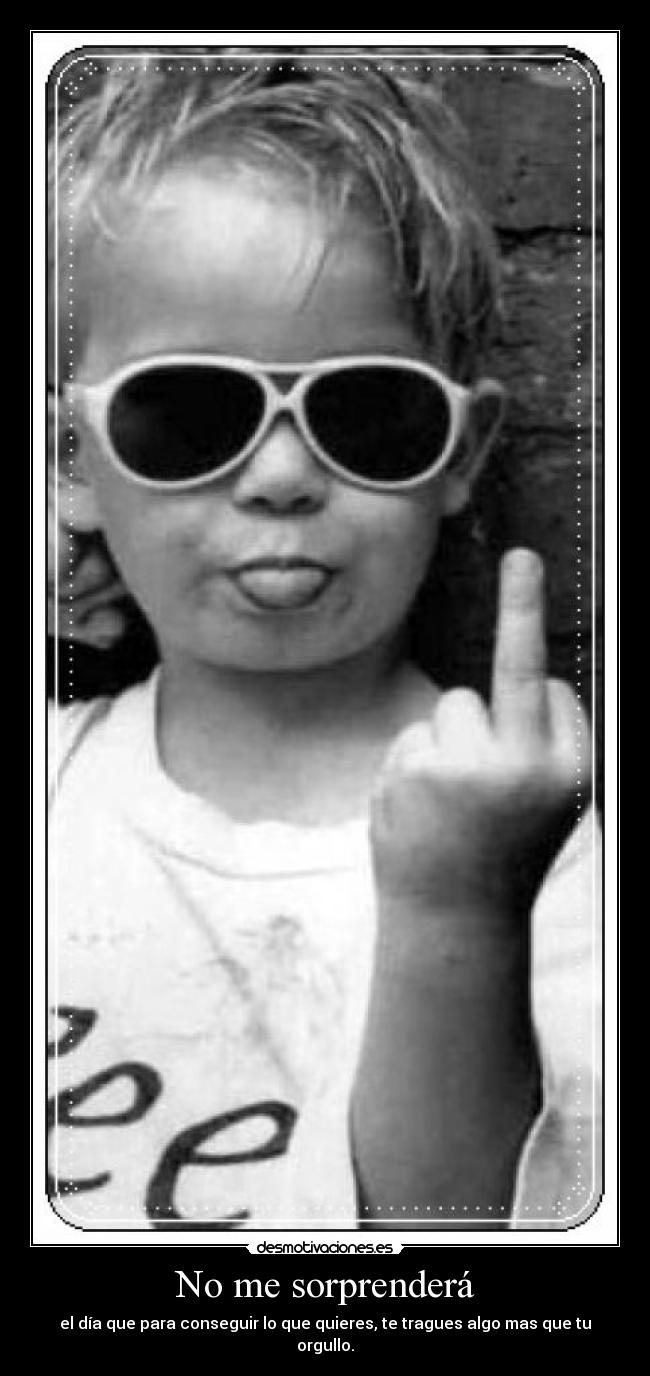 No me sorprenderá - el día que para conseguir lo que quieres, te tragues algo mas que tu orgullo.