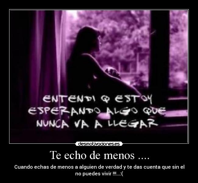 Te echo de menos .... - Cuando echas de menos a alguien de verdad y te das cuenta que sin el
no puedes vivir !!!...:(