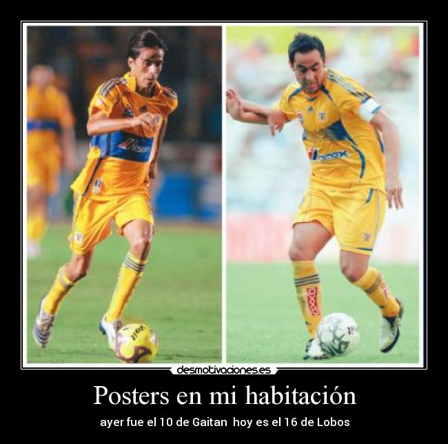 Posters en mi habitación - ayer fue el 10 de Gaitan  hoy es el 16 de Lobos
