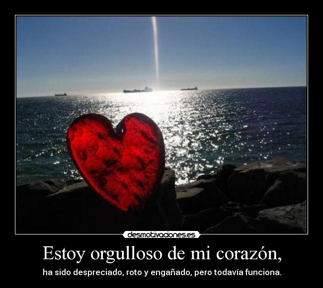 Estoy orgulloso de mi corazón, - ha sido despreciado, roto y engañado, pero todavía funciona.
