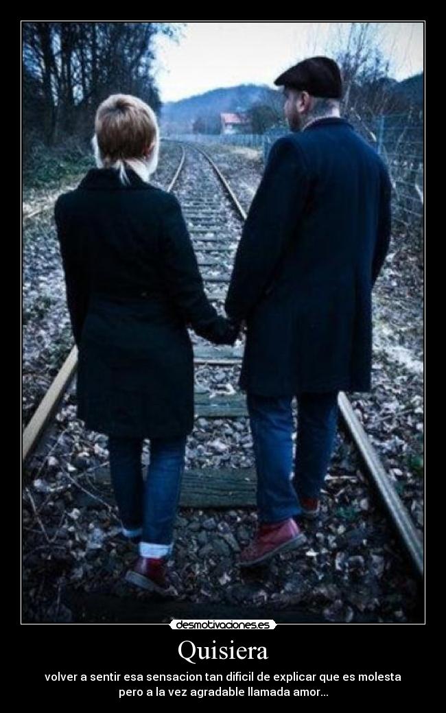 Quisiera - volver a sentir esa sensacion tan dificil de explicar que es molesta
pero a la vez agradable llamada amor...