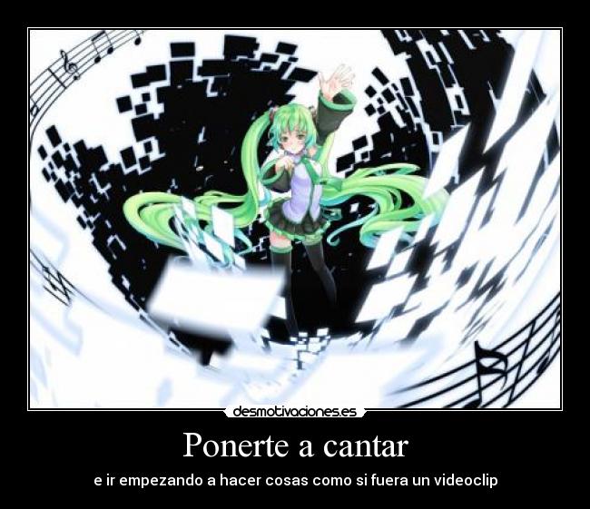 carteles anime vocaloid hatsune miku cantar videoclip desmotivaciones