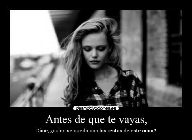 Antes de que te vayas, - Dime, ¿quien se queda con los restos de este amor?
