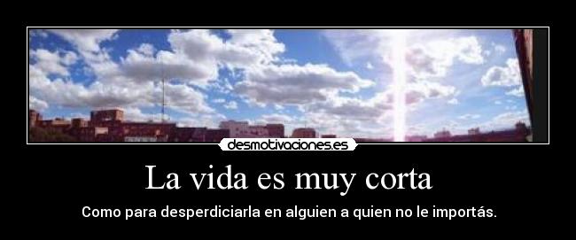 La vida es muy corta - Como para desperdiciarla en alguien a quien no le importás.