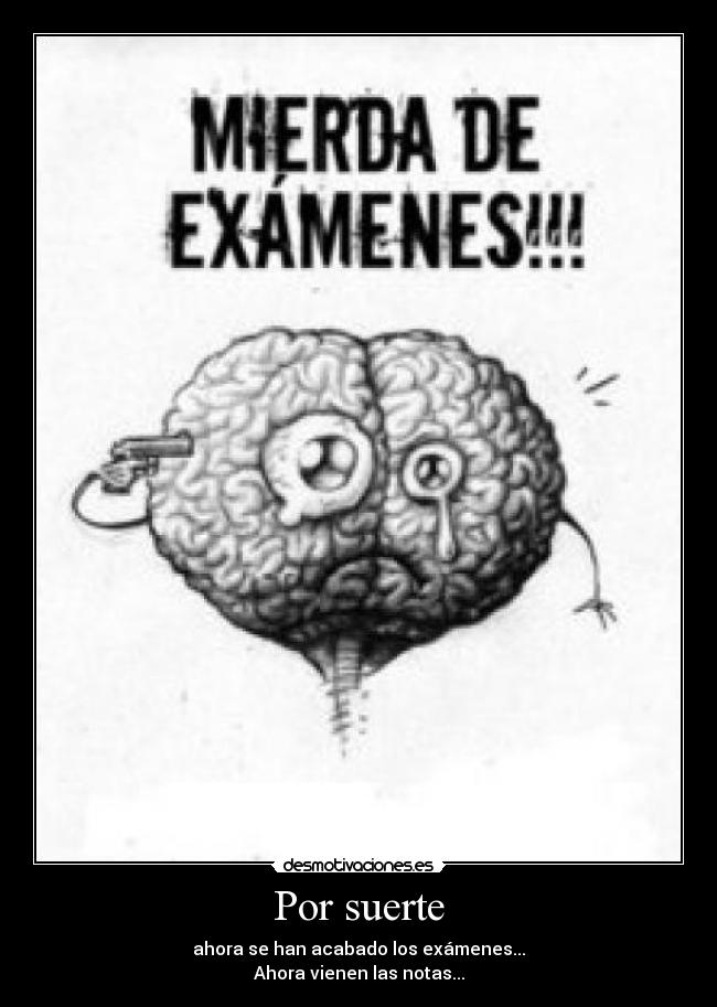 Por suerte - ahora se han acabado los exámenes...
Ahora vienen las notas...