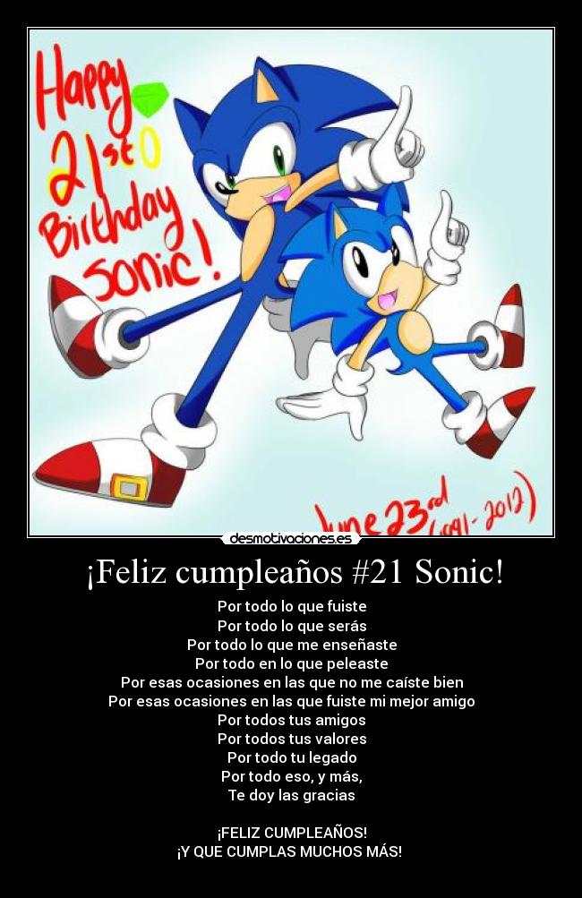 carteles sonic cumpleanos aniversario sega desmotivaciones