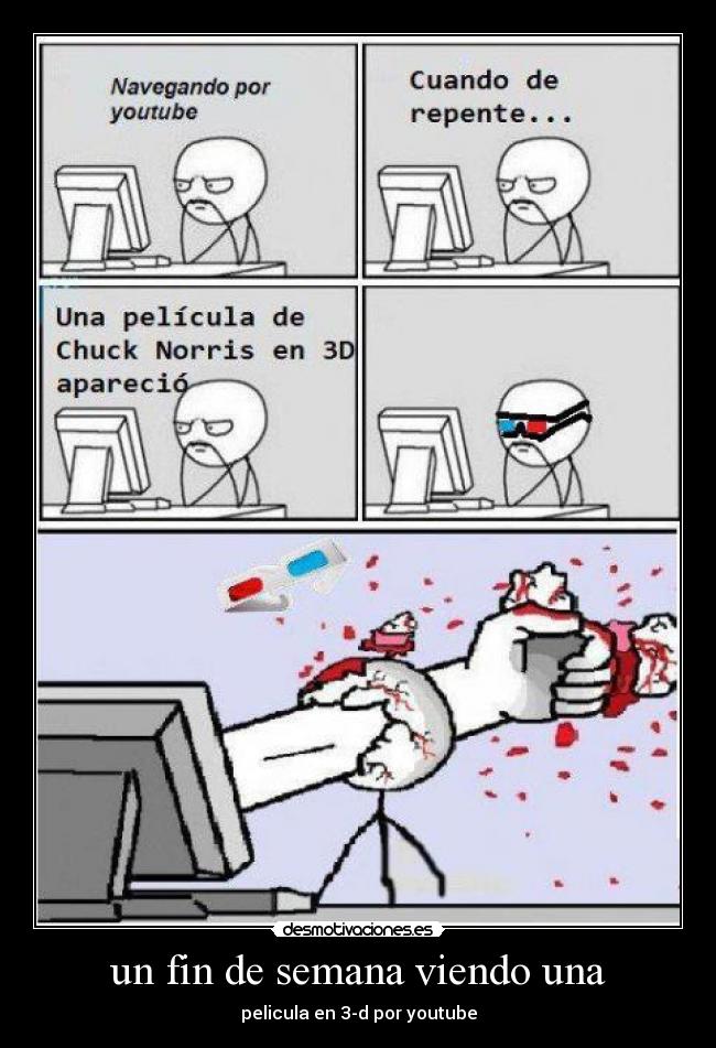 un fin de semana viendo una - pelicula en 3-d por youtube