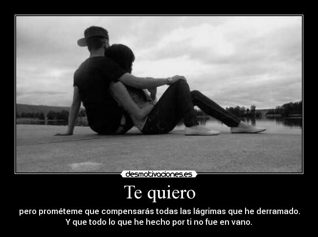 Te quiero - pero prométeme que compensarás todas las lágrimas que he derramado.
Y que todo lo que he hecho por ti no fue en vano.