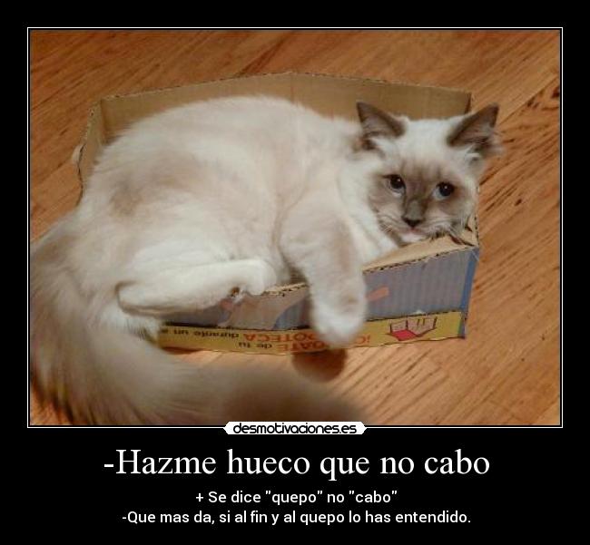 -Hazme hueco que no cabo -