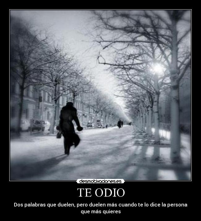TE ODIO - Dos palabras que duelen, pero duelen más cuando te lo dice la persona
que más quieres