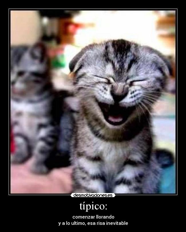 típico: - comenzar llorando
y a lo ultimo, esa risa inevitable