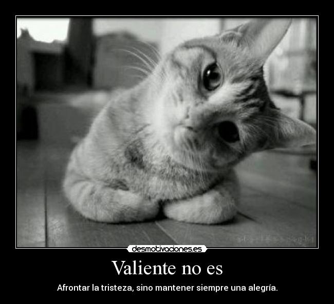 Valiente no es - Afrontar la tristeza, sino mantener siempre una alegría.