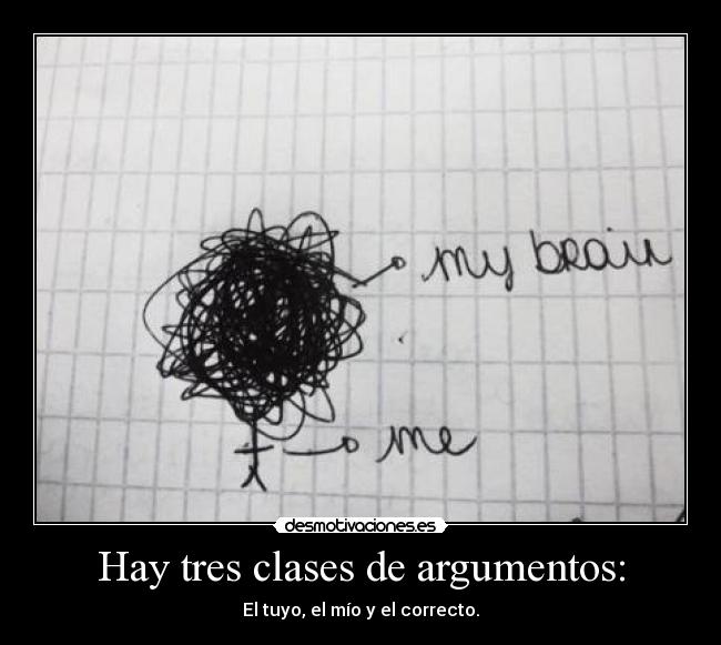 Hay tres clases de argumentos: - El tuyo, el mío y el correcto.