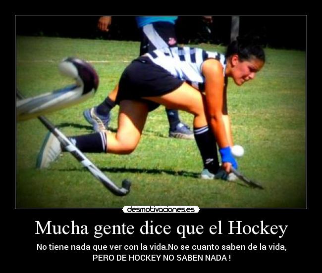 Mucha gente dice que el Hockey - No tiene nada que ver con la vida.No se cuanto saben de la vida,
PERO DE HOCKEY NO SABEN NADA !