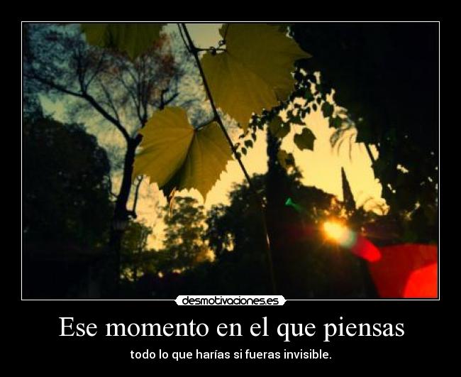 Ese momento en el que piensas - todo lo que harías si fueras invisible.