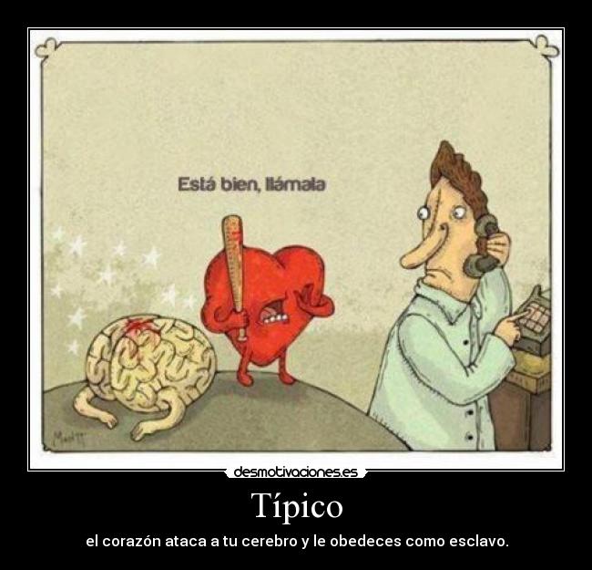 carteles desamor corazon lastimado cerebro amor llamala ella sentimiento oculto tipico atacar cerebro desmotivaciones