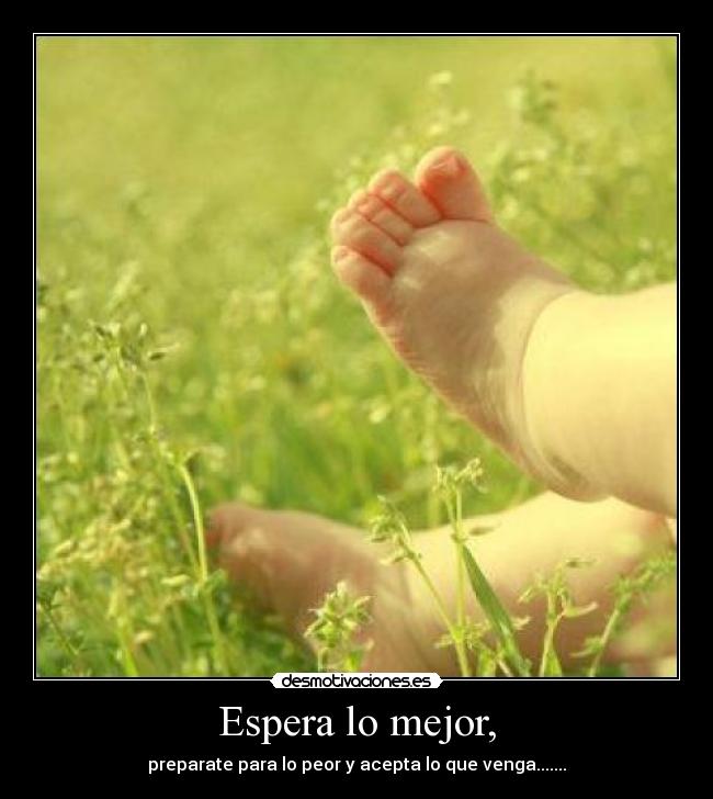 Espera lo mejor, - preparate para lo peor y acepta lo que venga.......