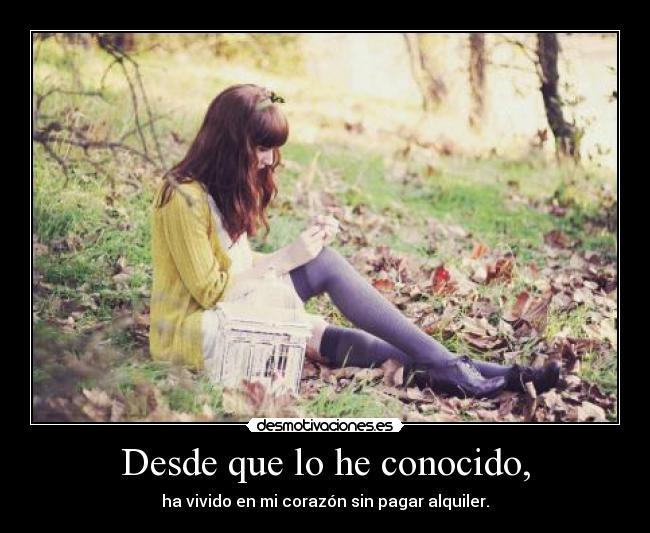 Desde que lo he conocido, - ha vivido en mi corazón sin pagar alquiler.
