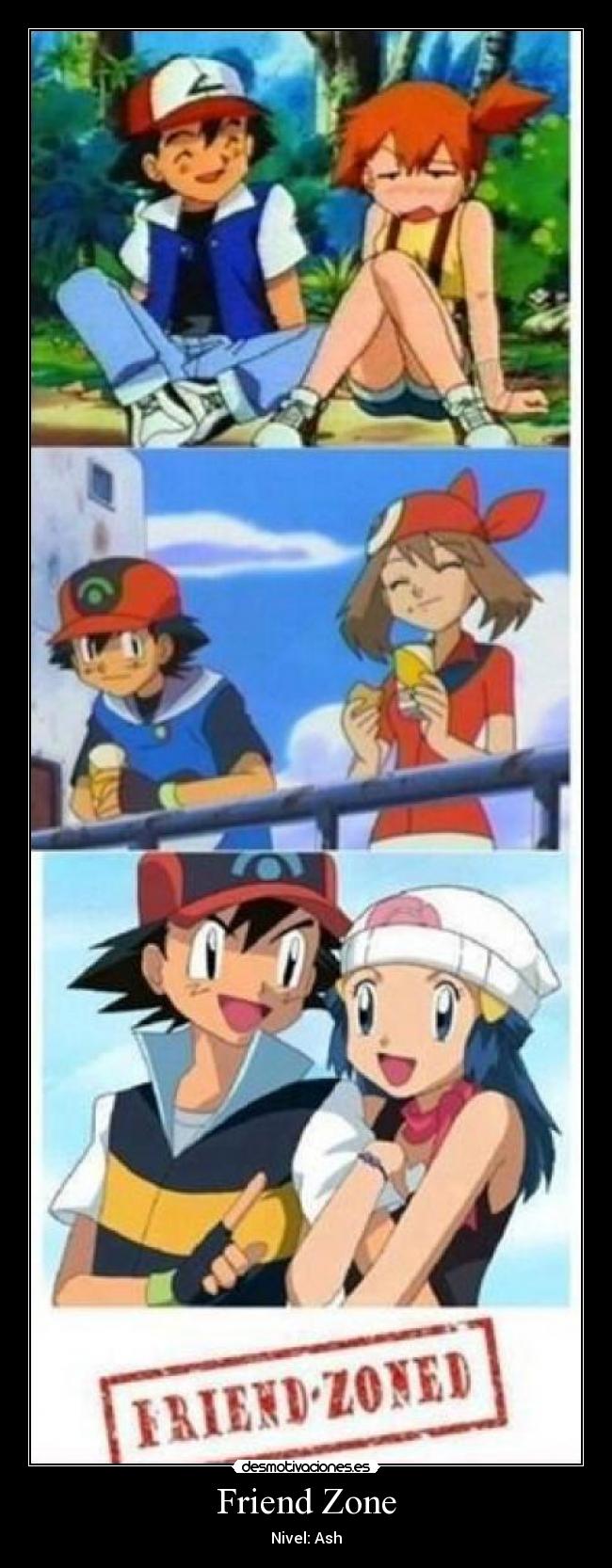 carteles ash pokemon friends zone desmotivaciones