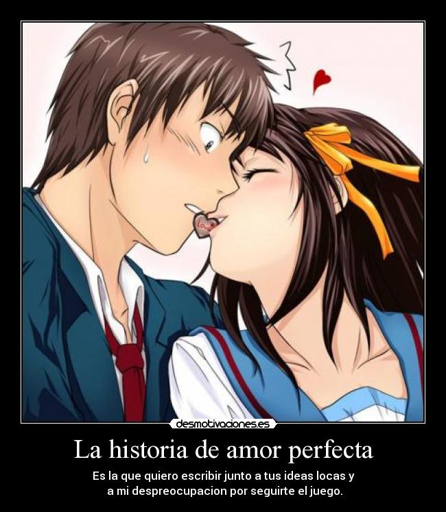 carteles historia amor anime haruhi suzumiya kyon desmotivaciones