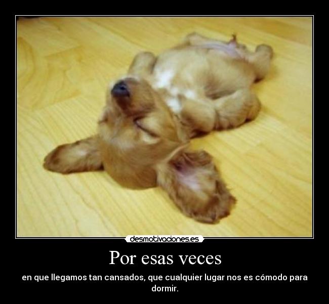 Por esas veces - en que llegamos tan cansados, que cualquier lugar nos es cómodo para dormir.