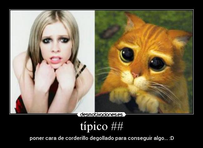 típico ## - poner cara de corderillo degollado para conseguir algo... :D