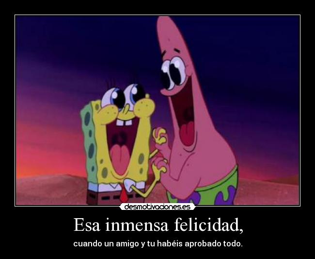 Esa inmensa felicidad, - cuando un amigo y tu habéis aprobado todo.