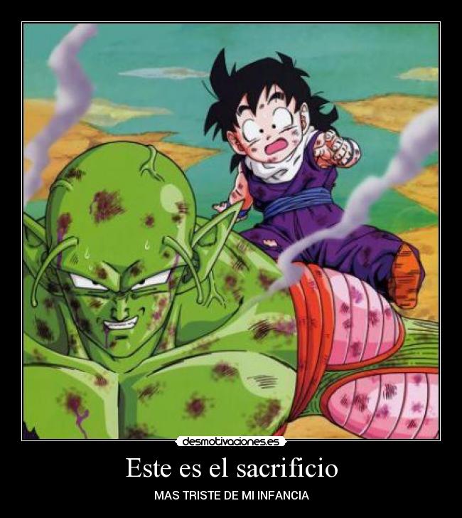 carteles dbz picollo gohan picoro sacrificio infancia desmotivaciones