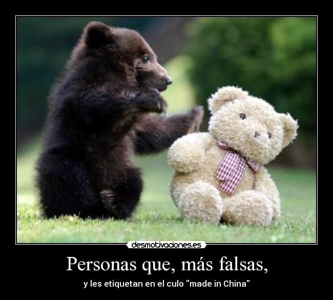Personas que, más falsas, - y les etiquetan en el culo made in China