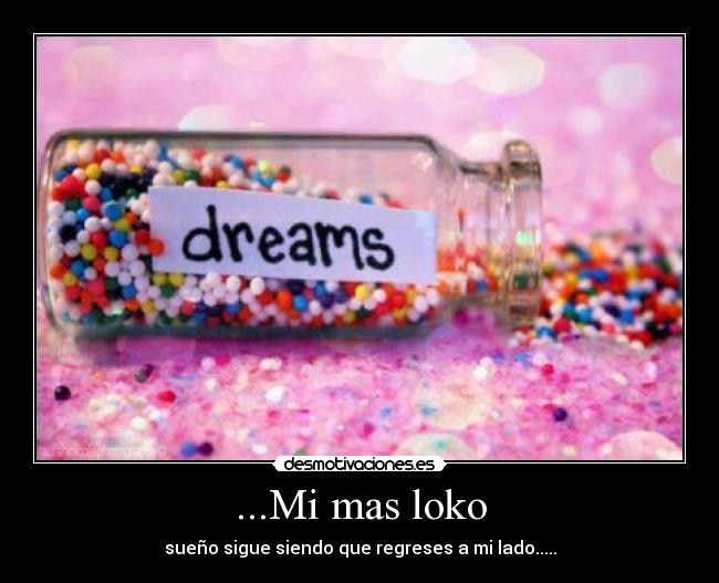 ...Mi mas loko - sueño sigue siendo que regreses a mi lado.....
