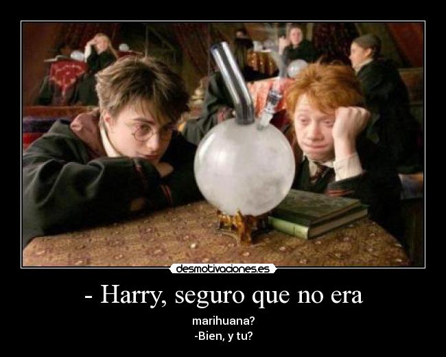 - Harry, seguro que no era - marihuana?
-Bien, y tu?