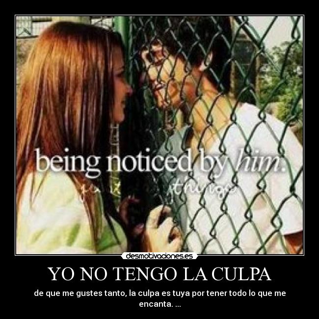 YO NO TENGO LA CULPA - de que me gustes tanto, la culpa es tuya por tener todo lo que me encanta. ...