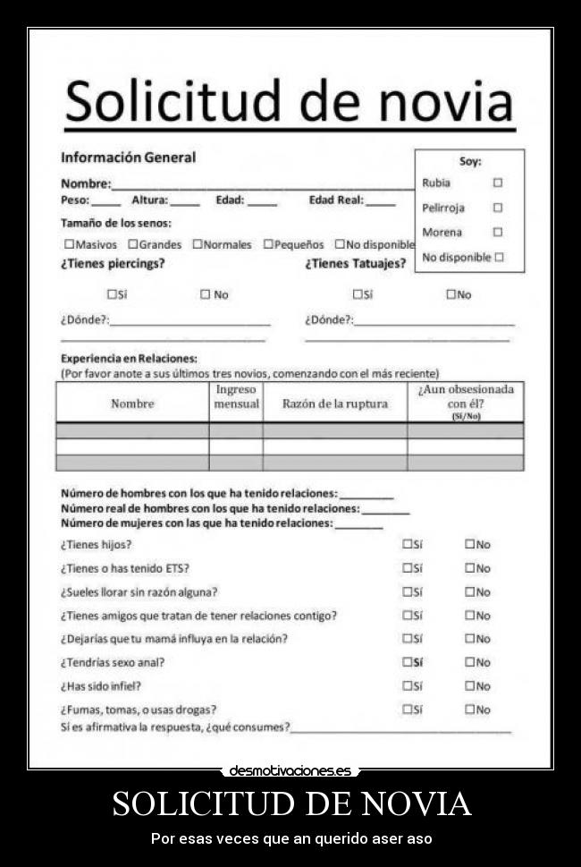 SOLICITUD DE NOVIA - Por esas veces que an querido aser aso