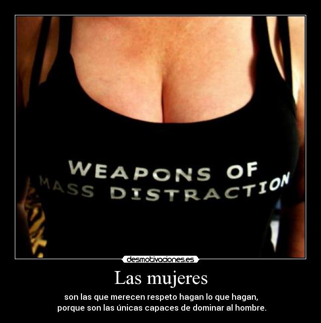 Las mujeres - son las que merecen respeto hagan lo que hagan,
porque son las únicas capaces de dominar al hombre.