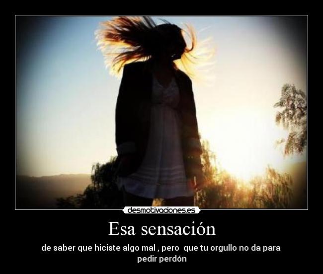 Esa sensación - de saber que hiciste algo mal , pero que tu orgullo no da para
pedir perdón