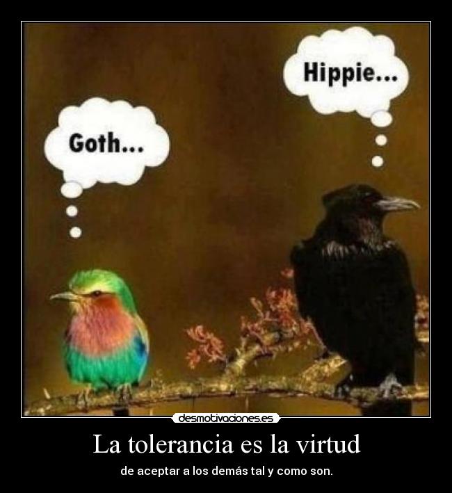 La tolerancia es la virtud - de aceptar a los demás tal y como son.
