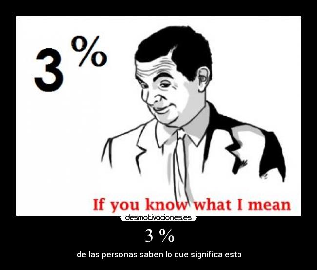 3 % - de las personas saben lo que significa esto