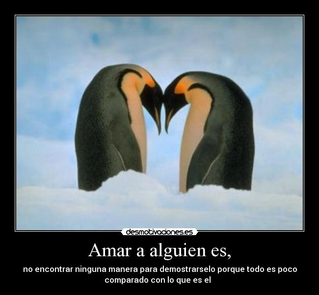 Amar a alguien es, - no encontrar ninguna manera para demostrarselo porque todo es poco
comparado con lo que es el  