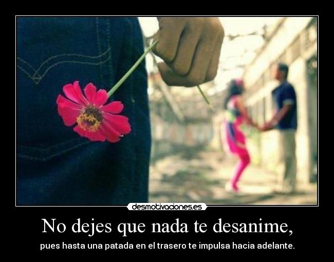 No dejes que nada te desanime, - pues hasta una patada en el trasero te impulsa hacia adelante.