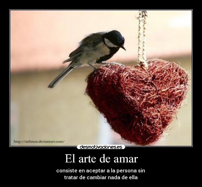 El arte de amar - consiste en aceptar a la persona sin
tratar de cambiar nada de ella